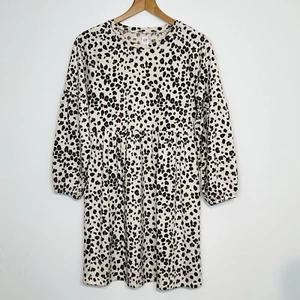 Gap Kids Girls White Black Brown Cheetah Print Knee Length Sweater Dress Sz 12 - Picture 1 of 8