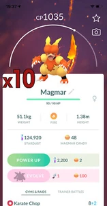 10x Magmar Pokemon Konvolut!! Gute Chance auf Glück und gute IVs!! Go - Bild 1 von 1