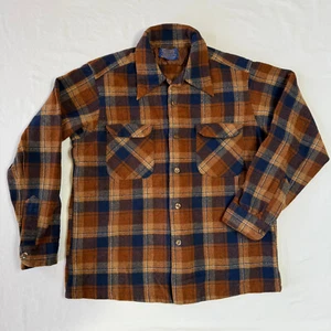 Camisa de franela Pendleton de lana para hombre de colección cuello grande con solapa bolsillo años 60 - Imagen 1 de 9