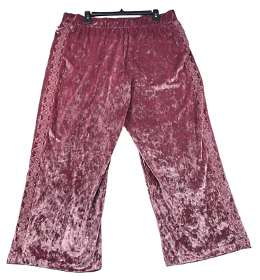 JM Collection Lounge Pants Womens size XL Pink Velvet Pull On Wide Leg New - Image 1 of 4