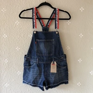 NWT Levis Girls Sz 16 Reg Shortall Jean Short Overalls Logo Straps Adjustable - Picture 1 of 8