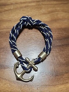 Nautical Rope Bracelet Goldtone Anchor Sailor Knot Vintage Bracelet  - Picture 1 of 5