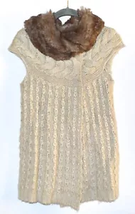 CYNTHIA ROWLEY maglia maglione gilet collo pelliccia sintetica taglia XS - Foto 1 di 10