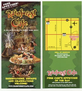 Volante publicitario con tarjeta de estante Rainforest Cafe Mall of America - Imagen 1 de 1