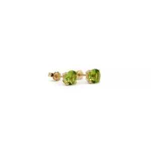 Natural Green Peridot Gemstone 14k Gold Finish Silver Women Studs Earrings - Picture 1 of 2