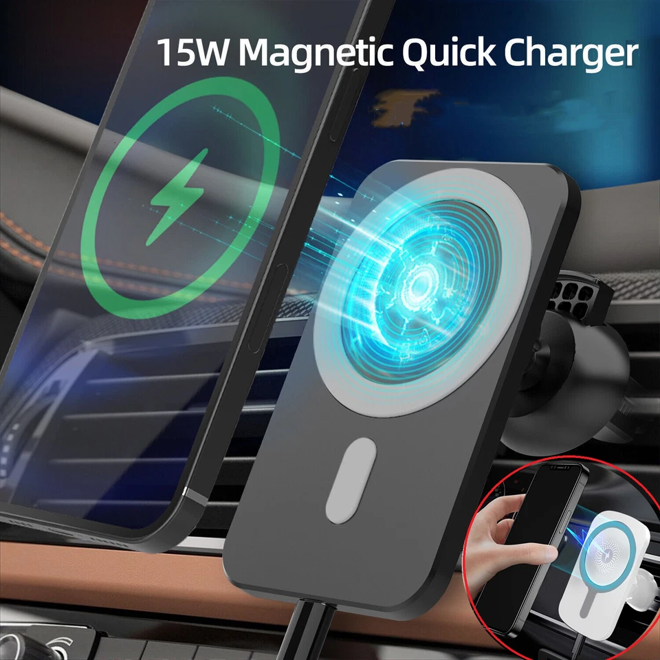 Беспроводное магнитное зарядное устройство 15 Вт автомобильный держатель для iPhone 13 14 Pro Max Air Vent - Изображение 1 из 4