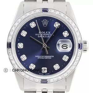 Rolex Herren Datejust Blau Diamant Saphir 18K Weißgold & Edelstahl Uhr - Bild 1 von 9