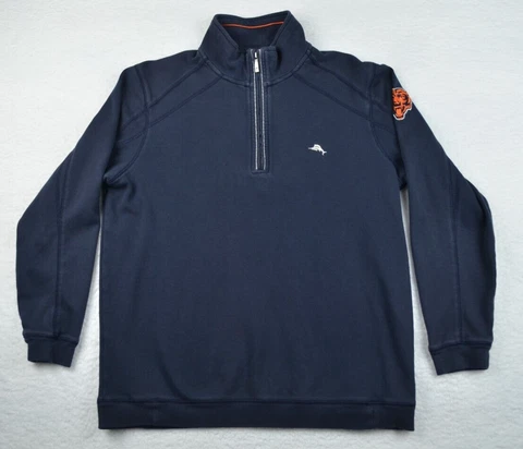 Tommy Bahama Chicago Bears Sweater Mens Sz Small Blue 1/4 Quarter Zip Logo NFL Cover