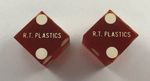 (2) Dados de casino vintage R.T. Plastics Las Vegas NV fabricante de fichas de casino - Imagen 1 de 2