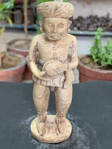 1800's Antique Hand Carved Rajasthani Man Playing Instruments Figurine Statue - Picture 1 of 12