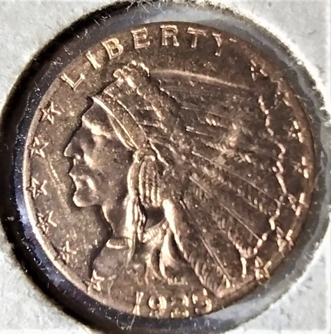 1925 US Indian Head Gold coin, 2.5 Dollars, high grade and rare. KM128 Cover