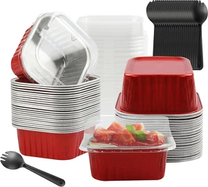 Baking Cups with Lids, 30PCS 5OZ Square Mini Cake Pans with Lids Mini Disposabl - Picture 1 of 7