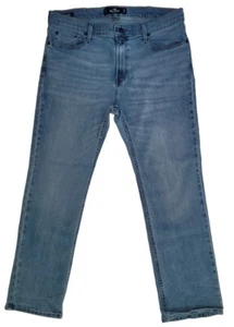 Pantalones de mezclilla Hollister clásicos rectos épicos flexibles para hombre 36x30 azul lavado medio - Imagen 1 de 11