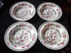 4 x VINTAGE AYNSLEY A1173 INDIAN TREE DESIGN RIMMED SOUP / CEREAL BOWLS - Picture 1 of 4