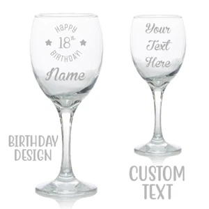 Personalised Wine Glass Birthday Gift Engrave Your Own Message And Age - Picture 1 of 9