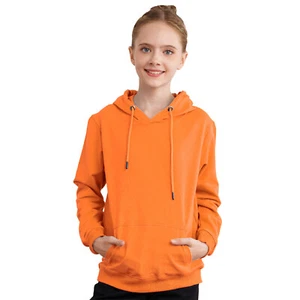 US Kids Girls Boys Plain Hooded Jumper Pullover Hoodie Unisex Sweatshirt Casual - Picture 1 of 64