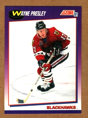 1991-92 Score American Hockey Card - #221 Wayne Presley - BLACKHAWKS - Image 1 of 2