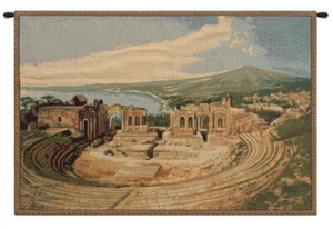 Taormina Cityscape Italian Tapestry Wall Art Hanging Home Decor New 12x19 inch - Picture 1 of 5