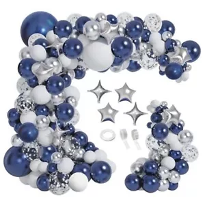 151pcs Navy Blue Silver Balloons Garland Arch Kit for Graduation Class of 2024 - Picture 1 of 8