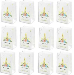 Set of 12 Unicorn Paper Gift Bags Party Kraft Bags for Favors Kid's Party Supply - Picture 1 of 5
