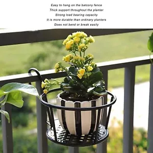2pcs Iron Art Hanging Railing Plant Holder Flower Pot Holders For Outdoor - Picture 1 of 24
