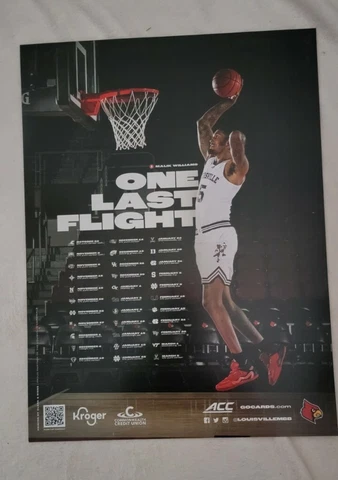 1 LOUISVILLE CARDINALS UOFL 2021-22 NCAA BASKETBALL KROGER POSTER / SCHEDULE Cover