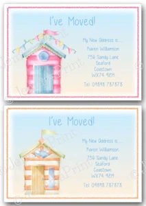 Personalised Change of Address cards I've moved house new home x10 beach huts - Picture 1 of 5