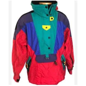 Vintage 80s Down Apres Ski Jacket Colorblock Snow Coat Womens Small J Gallery - Picture 1 of 12