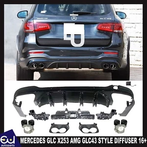 FOR MERCEDES GLC X253 SUV AMG GLC43 STYLE REAR DIFFUSER & BLACK TAILPIPES 2016+ - Picture 1 of 12