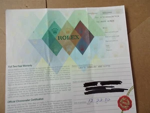 100% original Rolex 79160 Guarantee Paper y serial roman blue - Picture 1 of 3