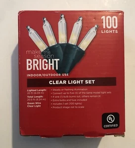 Christmas Outdoor Indoor Tree Lights 100 CT Decoration Clear Light S1D - Picture 1 of 4