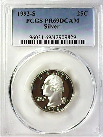 1993-S 25C Washington Quarter PCGS PR69DCAM 90% Silver 22lorc0329 Cover