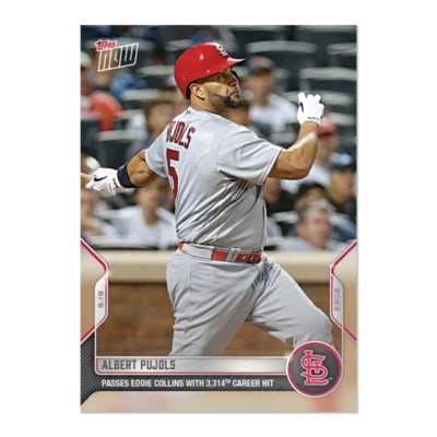 2022 MLB Topps NOW 197 ALBERT PUJOLS 3314 HITS STL CARDINALS IN HAND PR 648 SP  - Image 1 of 2