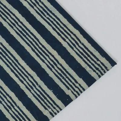 Indigo Blue Cotton Hand Block Print Fabric Indian Sanganeri Dabu Fabric 5 Yard - Image 1 of 4