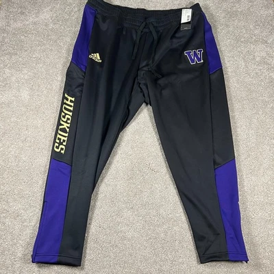 Adidas Mens Size 2X Black Blue Washington Huskies Football Jogger Pant NWT - Image 1 of 4