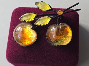 Vintage Made In Austria Formglas Früchte Anstecknadel Brosche hat Zeichen der Zeit - Bild 1 von 5