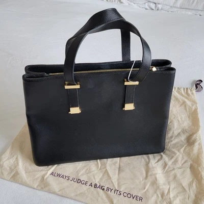 TED BAKER Black Leather Tote Purse Bag WomenCrossbody Shoulder Bag 11x14 - Image 1 of 4