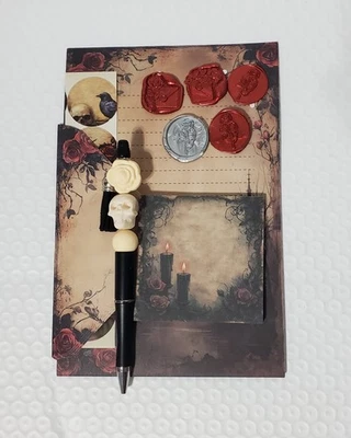 复古花卉哥特式固定纸套装(8.25 x 5.5 英寸)红玫瑰 — 第 1/4 张图片