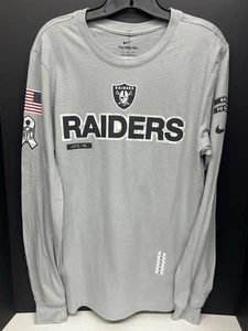 LAS VEGAS RAIDERS NIKE SALUTE TO SERVICE GRAY LONG SLEEVE ADULT SIZE S CLEARANCE - Picture 1 of 3