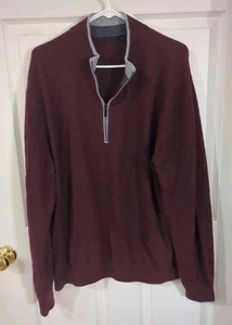 Greyson 1/4 Zip Sweater Men XXL Burgundy Wool & Cashmere Mock Neck Long Sleeve - Picture 1 of 9
