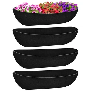 4 Pack 30 Inch Black Felt Window Box Liners- Fabric Trough Planter Basket Lin... - Picture 1 of 7