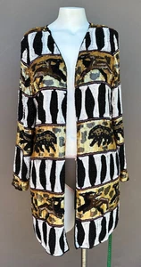 Jean For Joseph LeBon Silk Sequin Beaded Cardigan Jacket 1980's S Safari Tribal - Picture 1 of 11