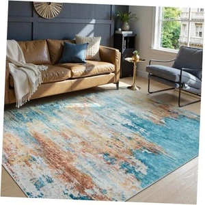 Abstract Living Room Rug 5x7, Modern Washable Area Rugs with Non Slip - Picture 1 of 7