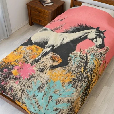 Manta de felpa colorida de terciopelo para caballo: acogedora decoración del hogar Foto 1 de 4