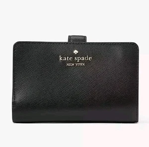 Cartera plegable Kate Spade Madison mediana compacta de cuero KC580 negra NUEVA - Imagen 1 de 9