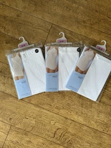 Marks & Spencer 100% Cotton Vest Size 22 x 3 packs White BNIB - Picture 1 of 6