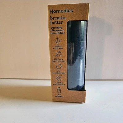 Homedics Breathe Better Portable Ultrasonic Humidifier air Navy USB charge mist - Image 1 of 4