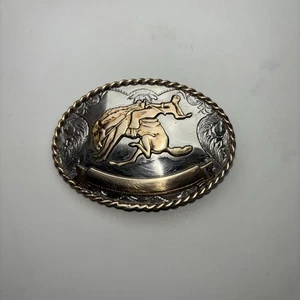 ALPACA GERMAN SILVER WESTERN COWBOY BUCKING BRONCO BELT BUCKLE N179-W - Picture 1 of 6