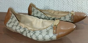 Michael Kors Joyce Ballet MK Heritage Canvas Logo Natural Shoes sz 9 M - Bild 1 von 14