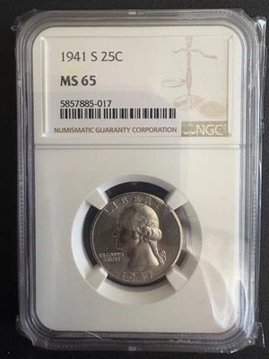 1941 S Washington Quarter NGC MS65 - Image 1 of 2